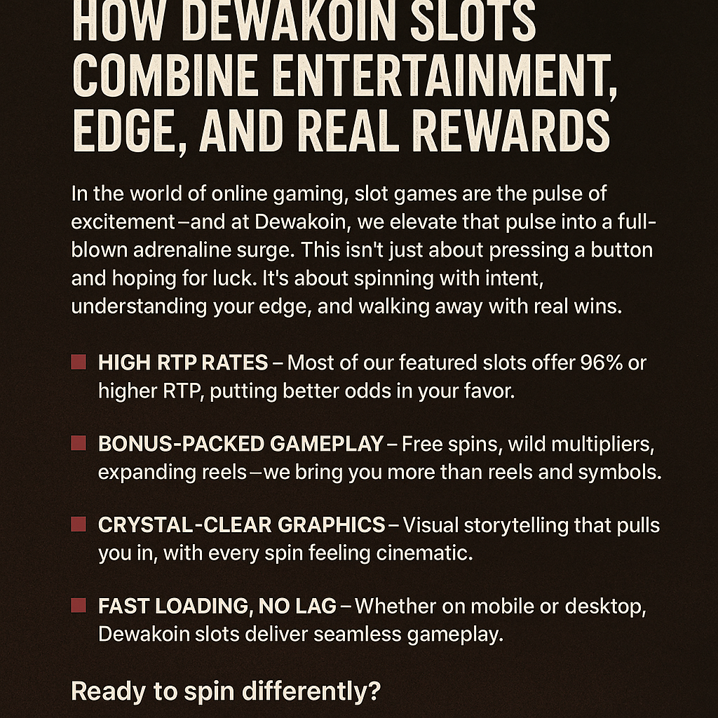 Spin with Purpose: How Dewakoin Slots Combine Entertainment, Edge, and Real Rewards